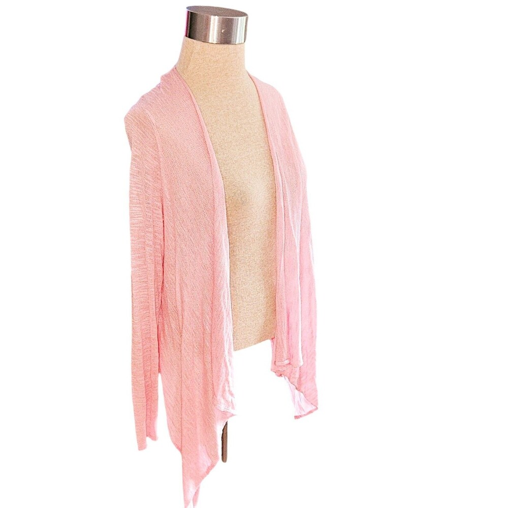 New Torrid Sweater Size 0 Large Pink Open Front Waterfall Cardigan